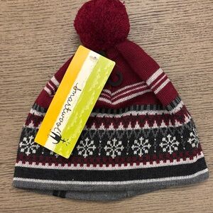 Smartwool Kids Red and Gray Fair Isle Pom Beanie